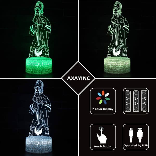 3D Natlampe LED Illusion Skrivebordslampe 7 Farveskift