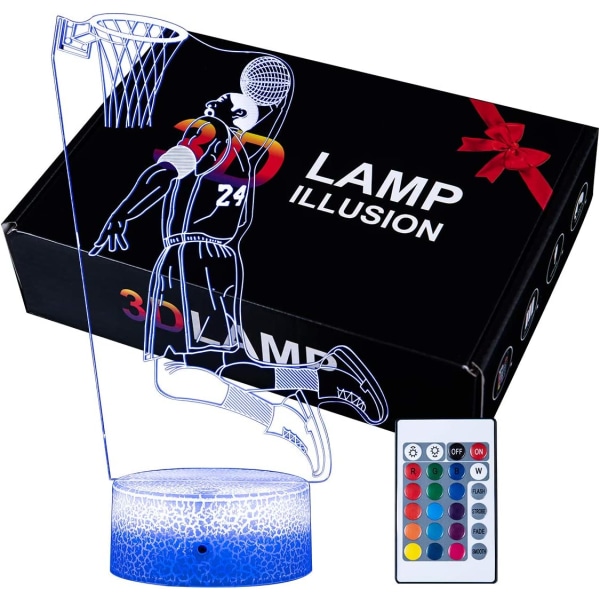 Kobe Bryant 3D Illusion Lamp med 16 färger som ändrar touch S