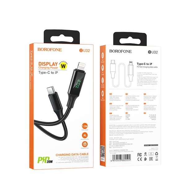 Borofone BU32 skjermvisning PD ladekabel egnet