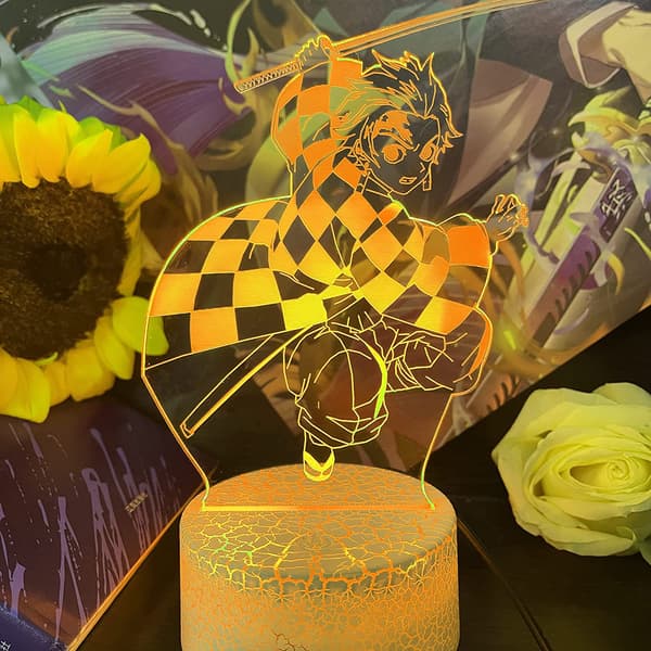 3D Illusjon Anime Lampe for Barn, Fargeskiftende Nattlamper