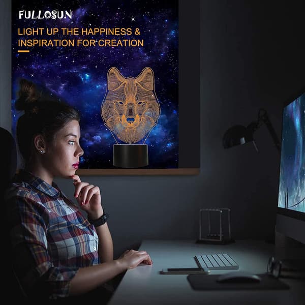 3D Ulv Nattlys, Optisk Illusjonslampe for Hjemmeinnredning &