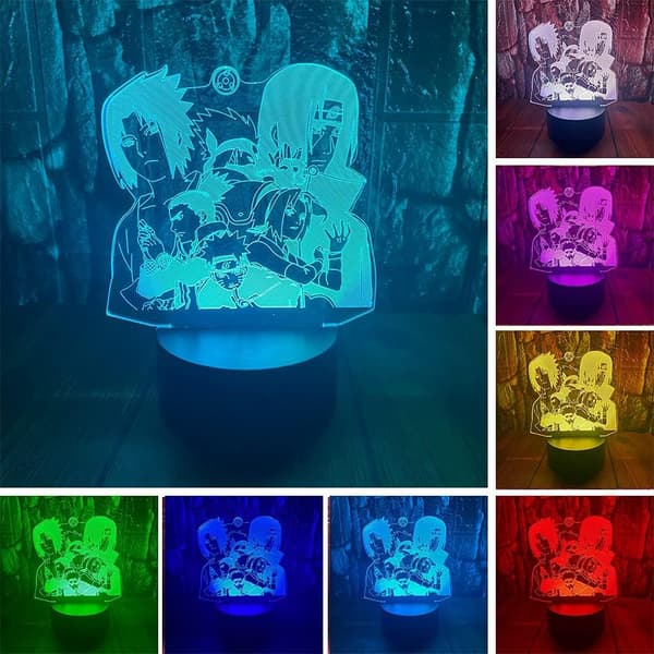 Naruto Kakashi Uchiha Sasuke 3D Illusjon Nattlys Lampe Sm