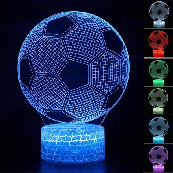 3D Illusion Fodbold Natlampe 16 Farveskift Touch Hvid Cr