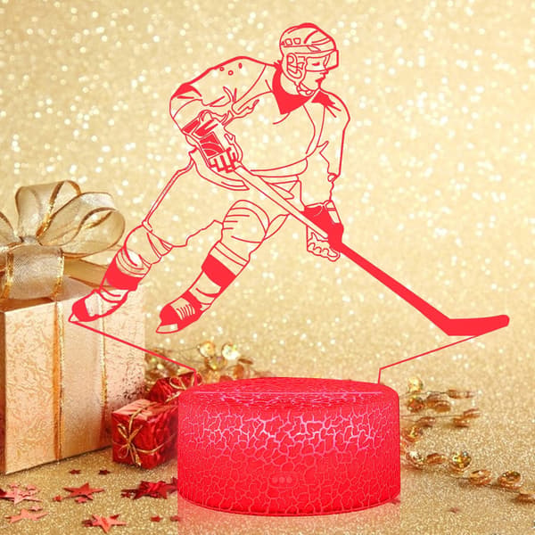 3D Illusion Hockey Natlampe 16 Farveskift Touch Wh