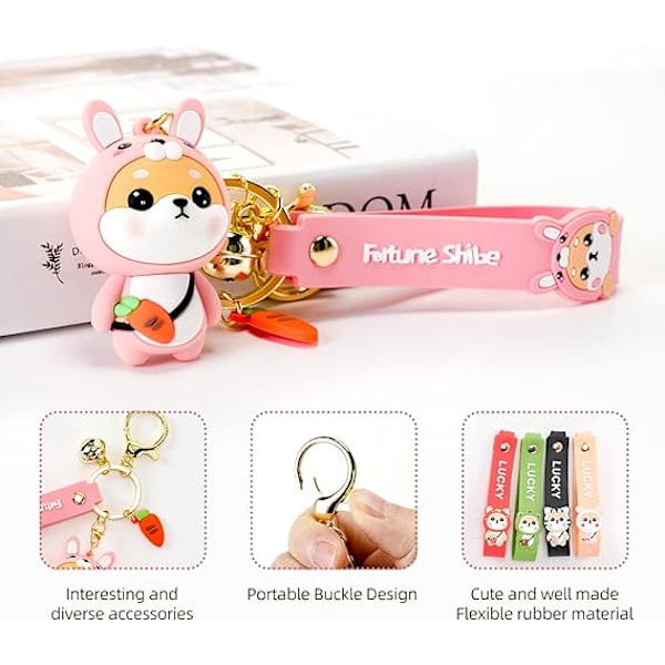 Sød Nøglering Kawaii Anime Nøgleringe til Børn Rygsæks Charms Nøglering Tilbehør Venindegave til Kvinder Pige Pink Bunny