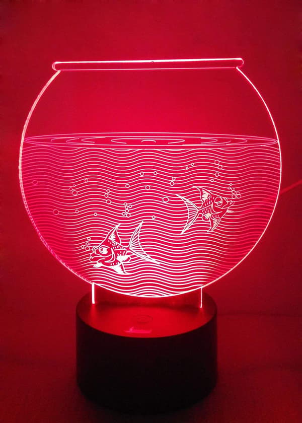 Akvarium 3D Nattlys LED Illusjonslampe Nattbord Skrivebord Tabl
