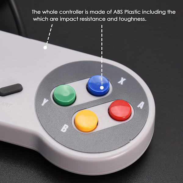 2-pack kabelanslutna SNES-spelkontroller, SNES-kontroller helt kompatibel med original SNES/SFC - [Plug and Play] (flerfärgade knappar) Colourful