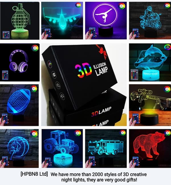 3D Kunstnerisk Gymnastik Natlampe USB Drevet Touch Switch