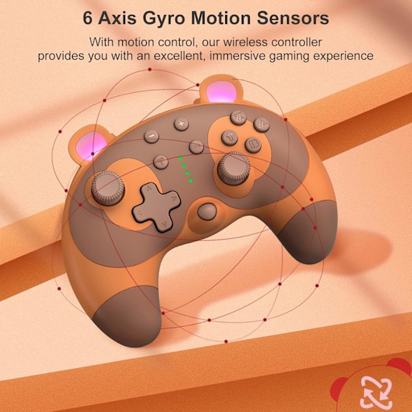 Switch-kontroller - Söt tvättbjörn djur trådlös Switch-kontroller för Switch Lite/OLED/PC, Switch Pro-kontroller fjärrkontroll Gamepad Joystick med Turbo/