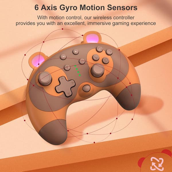 Switch-kontroller - Søt vaskebjørn trådløs Switch-kontroller for Switch Lite/OLED/PC, Switch Pro-kontroller fjernkontroll spillkontroll joystick med turbo/