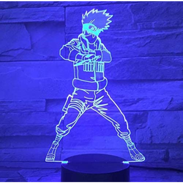 Kakashi 3D-lampa 7 färger dekorativ nattlampa med USB-laddning
