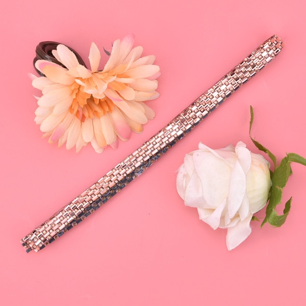100cm Rhinestone Band med Hotfix Kristallglaskedja DIY Kläder Bälte DekorationChampagne 1cm 4 Rader