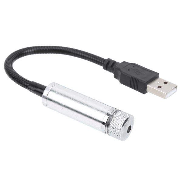 Sisäkaton tähtitaivasvalo Säädettävä USB Romanttinen tunnelmaprojektorin koristelamppu autoon Hopeanhohtoinen