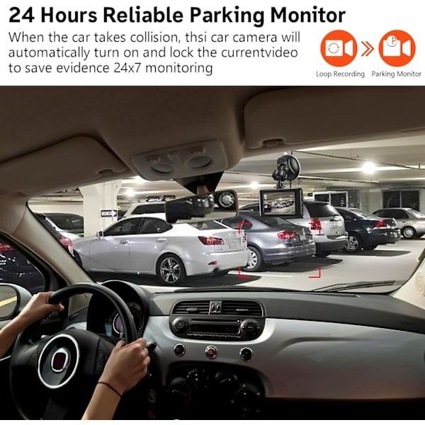 Auton kojelautakamera, Dashcam 1080P FHD Dash Cam Etu 3 tuuman näytöllä Kojelautakamera 120° laajakulmalla, Super Night Vision, Loop-tallennus, Motio