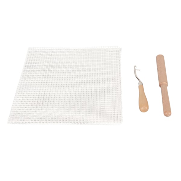 Latch Hook Tool Kit Blank Rug Hooking Mesh Canvas Træhåndtag Hæklekrog til Tæppe Gobelin