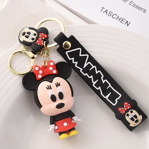 Söta Cartoon Nyckelringar för Flickor Pojkar, Ryggsäck Nyckelring Tillbehör Handledsrem Nyckelring Bil Charm, Överraskning Jul, Semester och Födelsedagspresenter Minnie