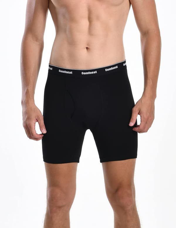 Herre 6-pakning Boxer Briefs Bløde Åndbare Undertøj S-XXL Open Fly All Black L