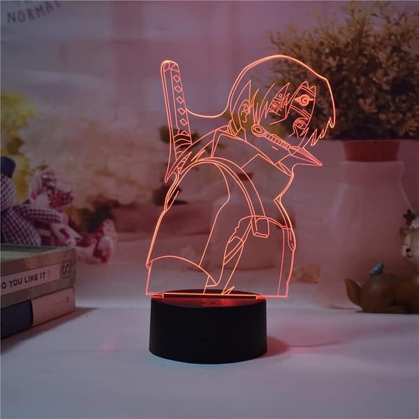 Anime Uchiha Itachi, 3D Nattlampe, 16 Farger Endrende LED N