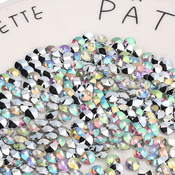 1000 st 8 mm strass silverpläterad botten akryldiamant för bröllop DIY nagelskönhetsdekoration AB färgglad