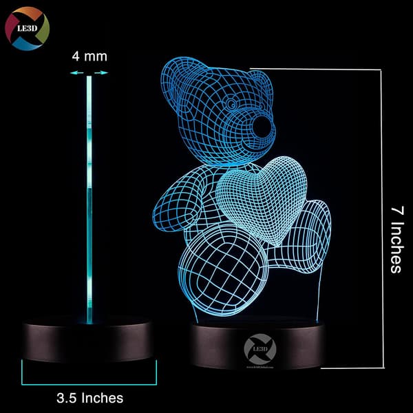 3D Optisk Illusions Natlampe - 7 LED Farveskiftende Lampe