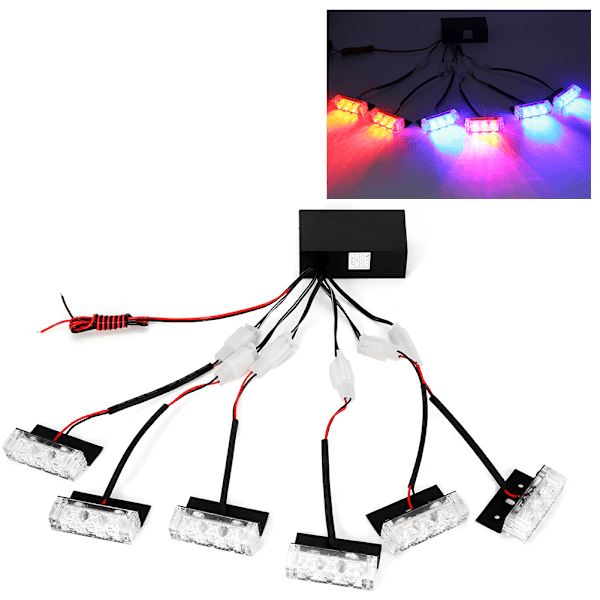 6*3 LED Nødblinklys for Bil Dash Flash Strobe Lys Lampe 1V6