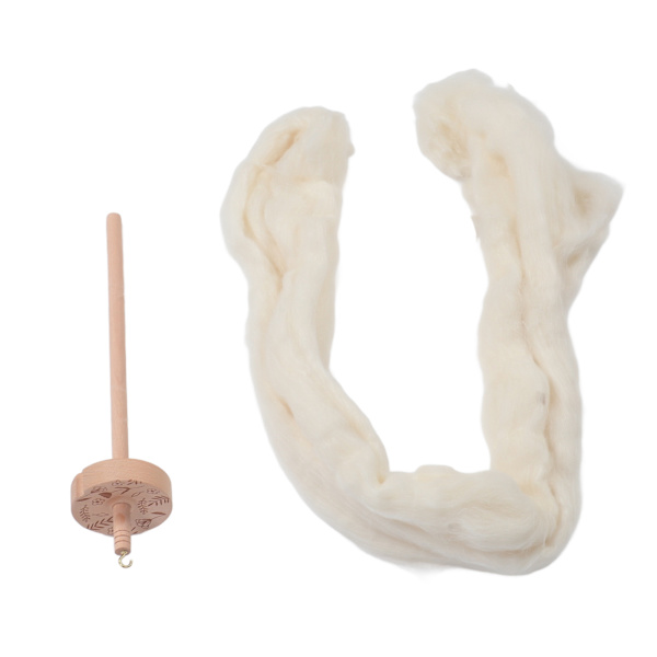 Träfallspindel Professionell DIY Garn Spinning Kit med Ulltopp för Nybörjare för Symaskiner