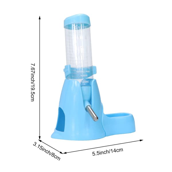 125ML Hamstervandflaske - Med Foderbeholder Basehytte, Drikkedispenser, til Dværghamstere, Rotter, Mus & Gerbiler, Blå Blue