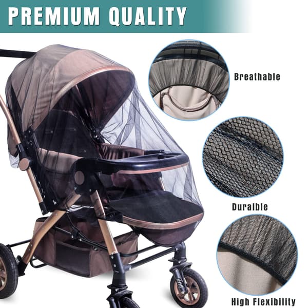2-pak universelt myggenet til barnevogn, sort og hvid polyester nylon honeycomb mesh insektnet, strækbart op til 150 cm white+black