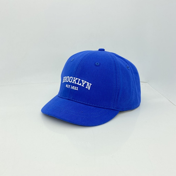 Broderad text kort skärm keps för män och kvinnor Adjus Blue