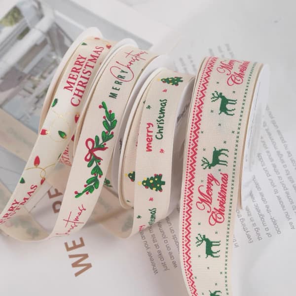 2,5 cm x 9,1 m Julband Renar God Jul Reindeer