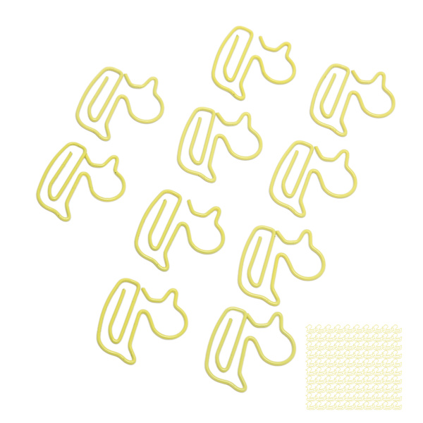 100 stk. papirclips i form af en gul and, letvægts, bærbar, galvaniseret metal papirclips til kontor