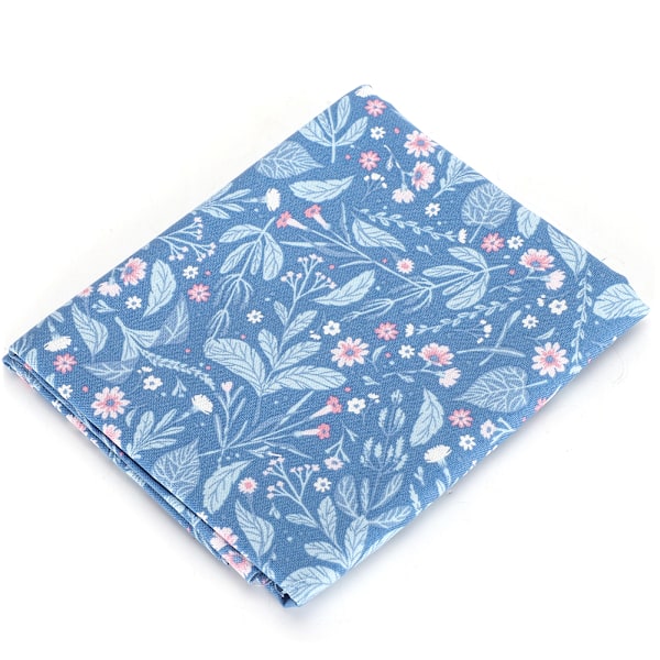 Växtblomma Bomullsduk Blommig Patch Work DIY Handgjorda Material Sytillbehör400304- Flora-Blå