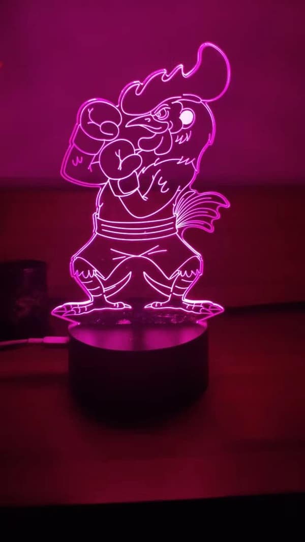 Inspirerende Kylling Hane Ring 3D Bordlampe, Kunst til Natbordet