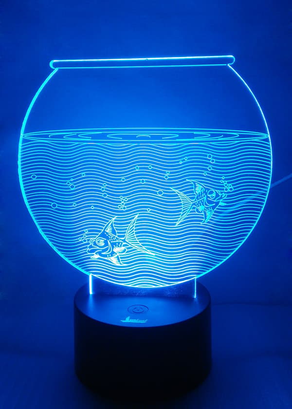 Fisktank 3D nattlampa LED Illusion Lamp Sängbord Tabl