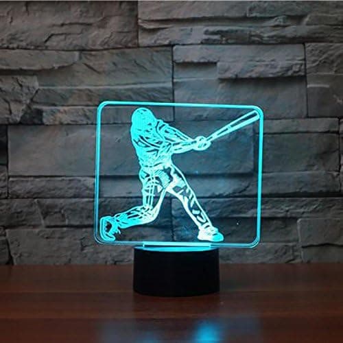 3D Baseballspiller Nattlys Berørings Bord Skrivebord Optisk Illusjon