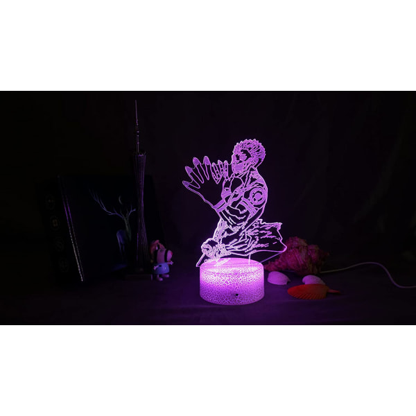 Jujutsu Kaisen Gojo 3D Illusions nattlampe med smart berøring, RGB-effekt, USB-kabeldrevet, kreativ japansk anime 3D-lampe - Ideell gave