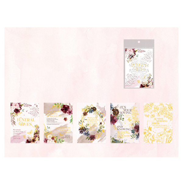 Spetsblommig Scrapbook-papper Guld Stämpling Utsökt Dekorativ DIY Journal Papper för Hantverk