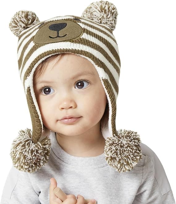 Børnehat Vinter Fleeceforet Hat Strikket Øreklapper Børnehatte Spædbarn Toddler Hatte til Drenge Piger Coffee S