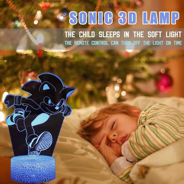 Sonic The Hedgehog 3D Illusjonsnattlampe - 2 Mønstre 16 Co
