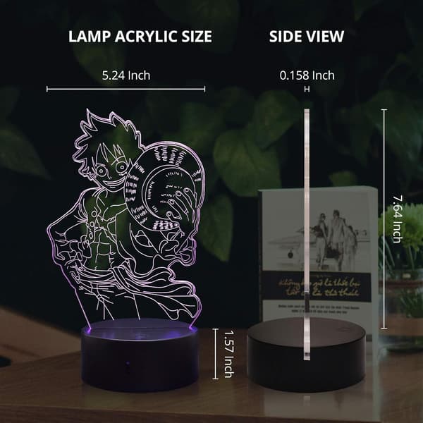 3D LED Natlampe Japan Anime Monkey D Luffy Cool 16 Farver