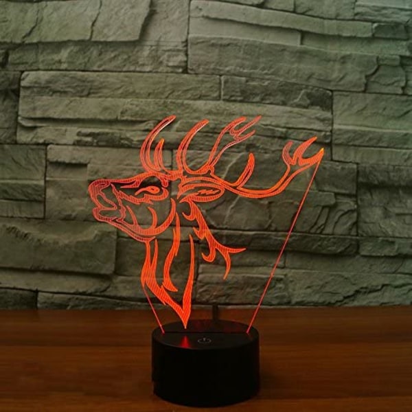 3D Hjort Nattljus Djur Bord Skrivbord Optisk Illusion Lampor