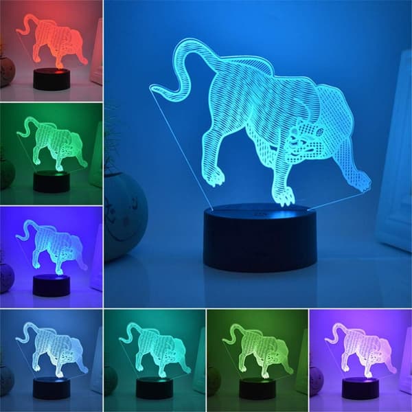 3D Illusjonsnattlamper for barn, dyremodellleke til jul