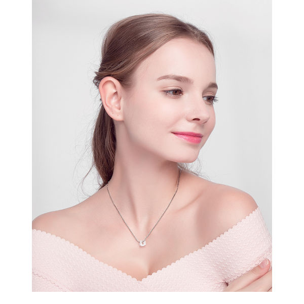 Svart Blå Sterling Silver Rubiks Kub Halsband Kvinnlig Simp