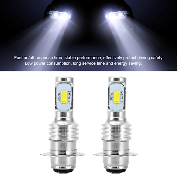 2 st 80W 6000K Vita LED-lampor för bil H6/P15D Dimljus med Dekoder