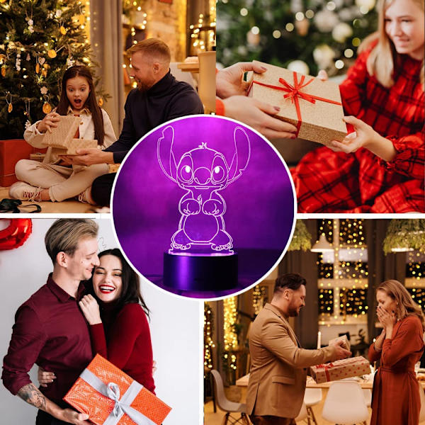 Anime Dyr Stitch - Lilo og Stitch 3D LED Optisk Illusion