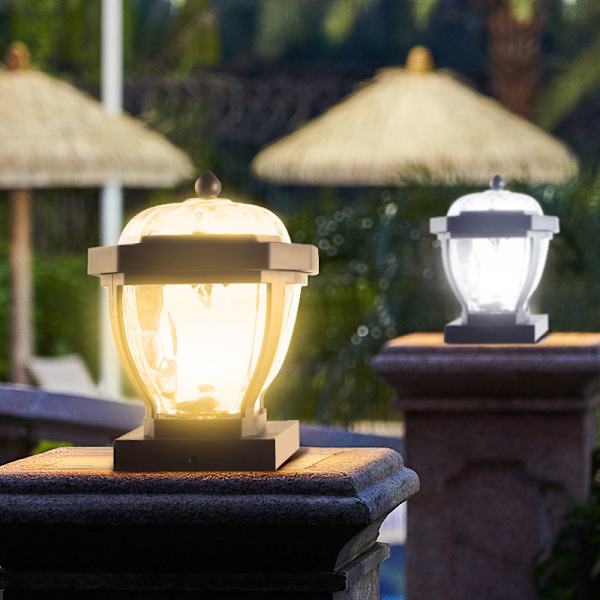 2LEDs Solcellslampor Utomhus Trädgård Vattentät Solcellsstaketlampor LED Stolpehattlampor för Stolpe, Däck, Uteplats, Staket, Pelare, Trottoar (Varm Färg).