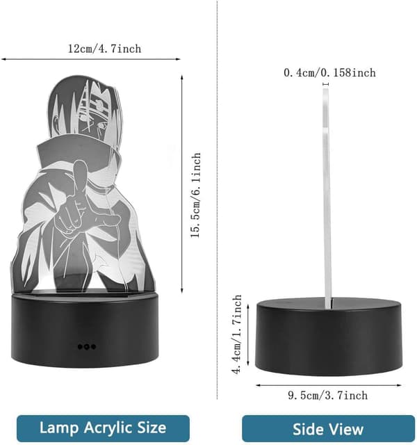 Anime LED Nattlampe, 7 Farger USB-Lading 3D Touch Illusjon