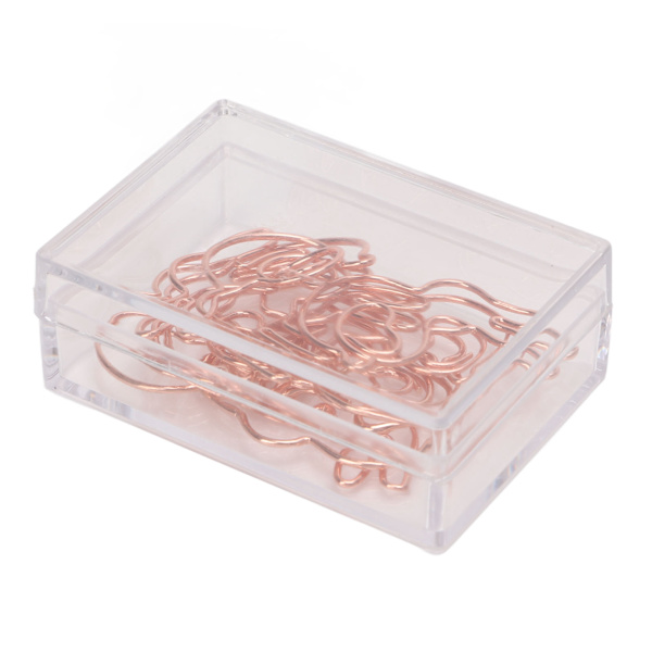 100 st papperklämmor Bärbar söt djurform Galvanisering Roséguld Metall Papper Klämma Box Kontorsmaterial Kanin