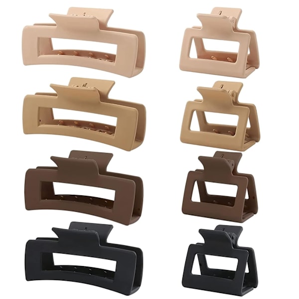 8 stk. rektangulære hårklemmer, hårtilbehør til kvinder, store og små neutrale rektangulære hårklemmer til tyndt hår, stærkt hold, skridsikre klemmer 8pcs Rectangle