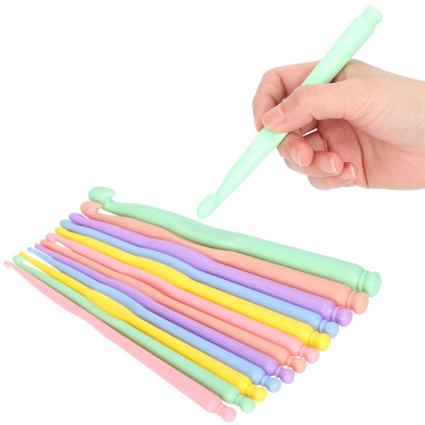 12 st DIY Craft virknålar stickning kit färgglada plast virknålar set
